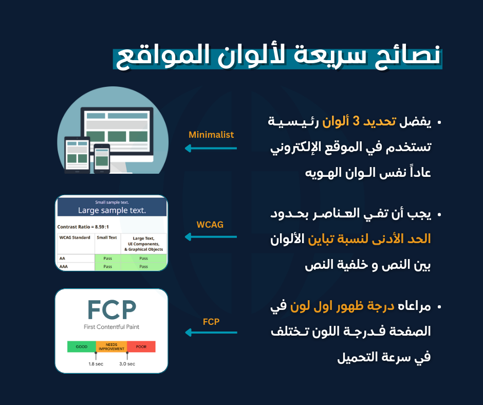 نصائح الوان مواقع الويب